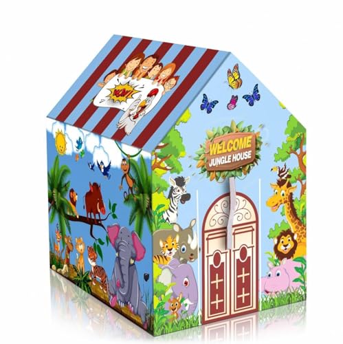 Image of Play Tent House for Kids - Lightweight Indoor Outdoor Play House for Boys & Girls | Multicolor (Jungle)
