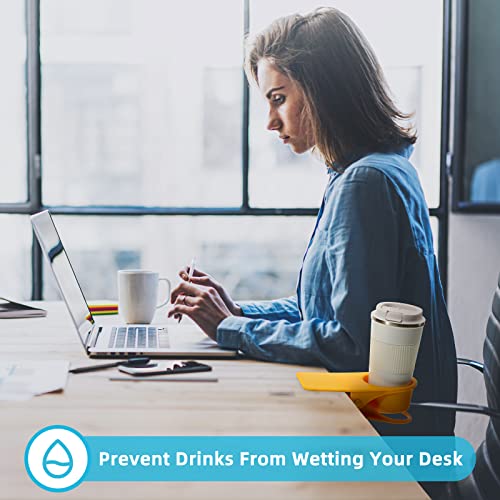 Roshtia 4 Pcs Desk Cup Holder Drinking Cup Holder Clip Plastic Colorful Clamp On Cup Holder Desk Bottle Cup Stand For Coffee Beach Glass Water Mug Bottle Home Office Beverage, White Green Blue Yellow #TOP4