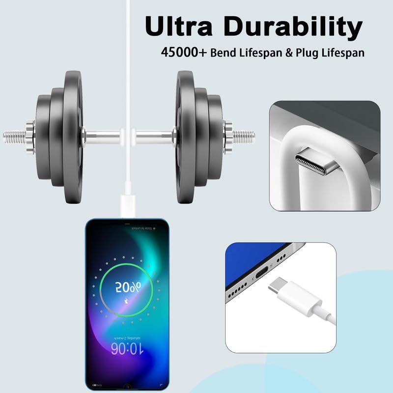 Miniatura 5 de Cable USB C a USB C de 100 W, cable de carga USB C de 100 pies, cable USB C de carga rápida USB tipo C compatible con iPhone