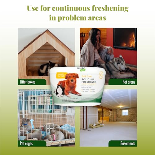Image of Citrus Magic Pet Solid Air Freshener, Pet Odor Eliminator for Home, Odor Absorber for Dog & Cat Areas and Litter Boxes, Fresh Citrus, 20 Ounces, 2-Pack