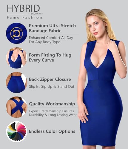 Image of Hybrid & Company Women's Elegant Bandage Dress | Stretch fabric, flattering bodycon fit, elegant silhouette, suitable for cocktail parties, events, and special occasions