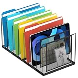 ReePlan File Organizer For Desk, 7 Section Metal Desktop File Sorter, Black