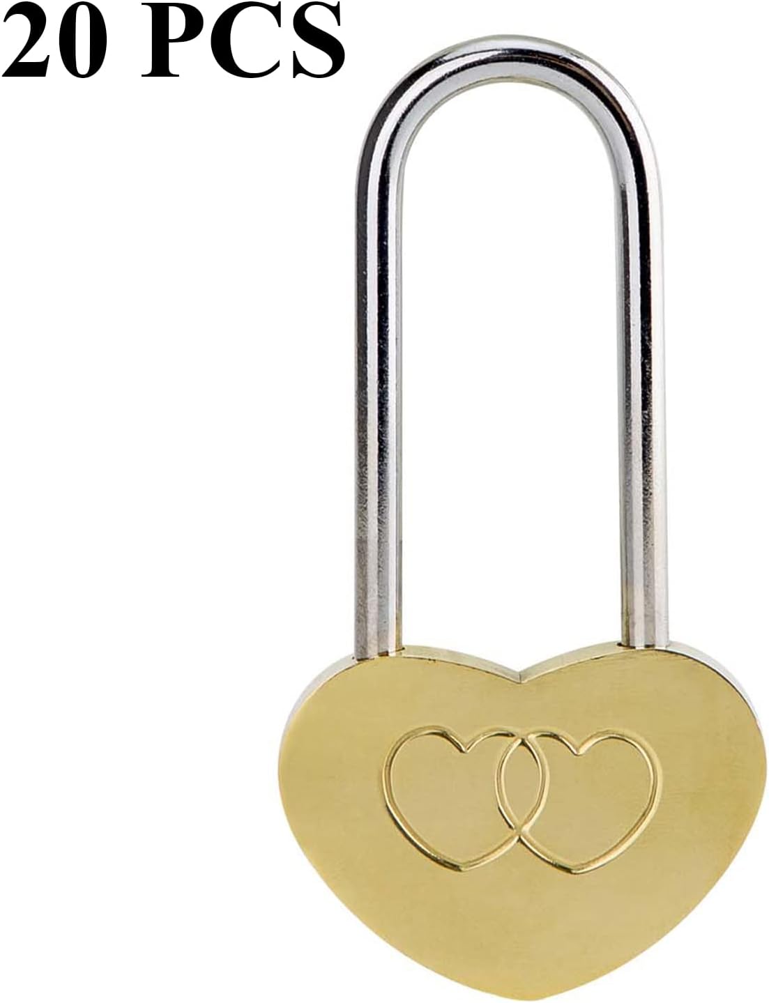 20 PCS 3.5" 50mm Love Lock Single Heart Padlock Wish Lock Without Key for Lovers Wedding,Valentines,Anniversary,Travel(NO Key)