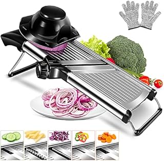 MASTERTOP Adjustable Mandoline Food Slicer Vegetable Slicer Fruit Cutter Stainless Steel Kitchen Julienne Slicer For Kitchen Waffle Fry Cut Potato Chip Vegetable Onion Cheese French Fry