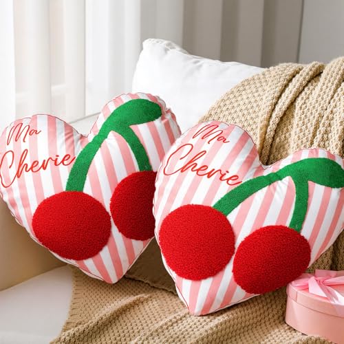 AceOrbit 2 Pcs Ma Cherie Cherry Throw Pillow 18 x 18''...