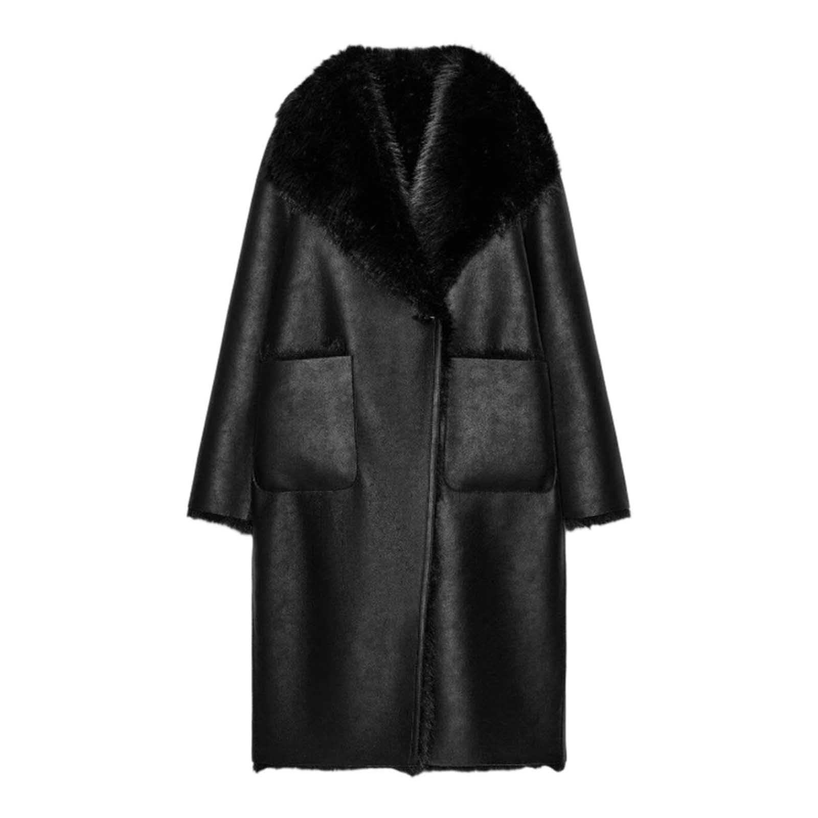 Generico Appotto Pelliccia Donna Invernale, Con Calda Imbottitura, In Pile, Cappotto Invernale, Spesso, In Pelliccia Sintetica, Con Collo Ampio E Tasche Per Autunno E Inverno
