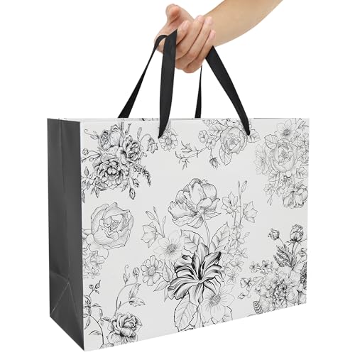 Wishinside 13 Inch Large Sketched Flowers Gift Bag Set With Handles thumb #5