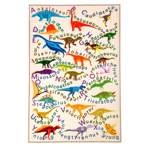 Booooom Jackson Kinder Teppich Dinosaurier 100 x 150 cm Alphabet Teppich pädagogischer Teppich für...