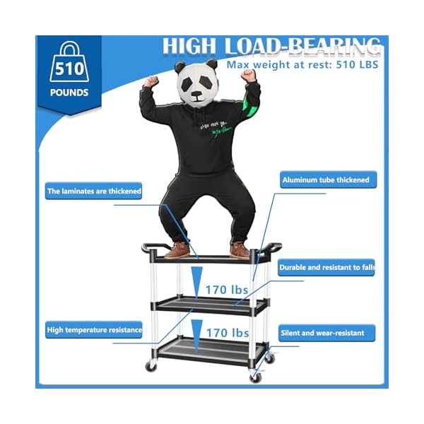 3-Tier-Rolling-Cart-with-Lockable-Wheels-Heavy-Duty-510-lbs-Capacity-169-D-x-315-W-x-395-H 3-Tier-Rolling-Cart-with-Lockable-Wheels-Heavy-Duty-510-lbs-Capacity-169-D-x-315-W-x-395-H