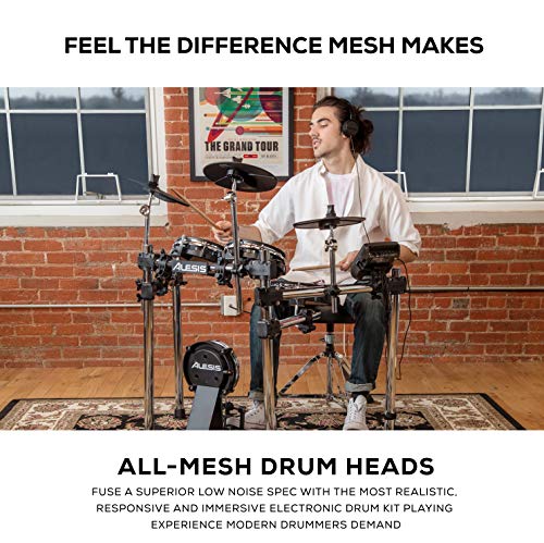 Alesis Drums und Kopfhörer Paket - Surge Mesh Kit 8-teiliges E Drum Set mit Drumsticks, 385 elektronischen/akustischen Sounds, 60 Play Along Tracks & Professioneller E Drums Kopfhörer DRP100 - Image 4
