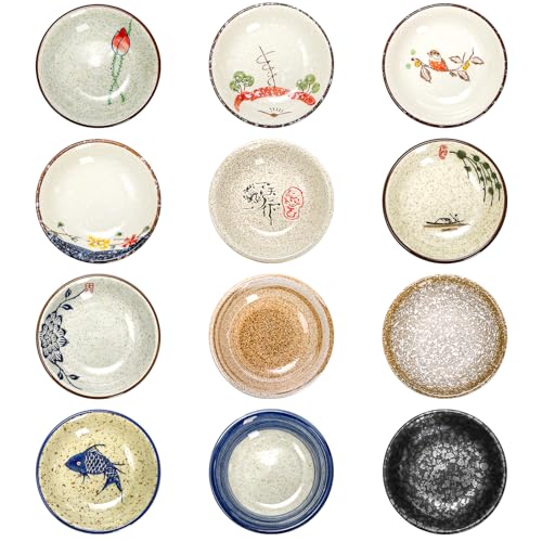 Nagpew 12 Pieces Japanese Sauce Dishes, 2 Oz Round Ceramic Side Dish Set, Small Seasoning Soy Dipping Bowl Plate for Sushi, Snack, Appetizer and Kitchen Prep, Assorted Color Nagpew 12 Pieces Japanese Sauce Dishes, 2 Oz Round Ceramic Side Dish Set, Small Seasoning Soy Dipping Bowl Plate for Sushi, Snack, Appetizer and Kitchen Prep, Assorted Color
