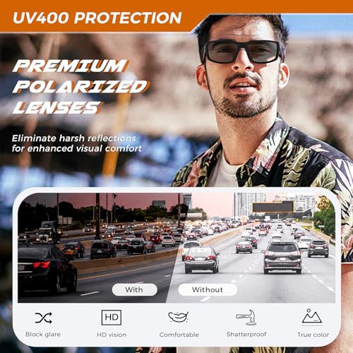 SUNGAIT Classic Rectangle Polarized Sunglasses for Men Womens UV400 Lightweight Cycling Running3