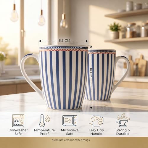 Image of UPC Premium Bone China Coffee Mug Set of 2 | Elegant Ceramic Tea & Coffee Cups for Home, Office & Cafe | Lightweight, Durable, Microwave & Dishwasher Safe Mug Set | Luxury Drinkware Collection