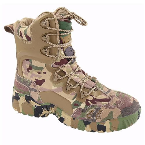 RAGOPILEN Botas tácticas de Combate, Botas Safari tácticas for Hombre con Cremallera Lateral CP Camo 39-45 EU(43 EU)