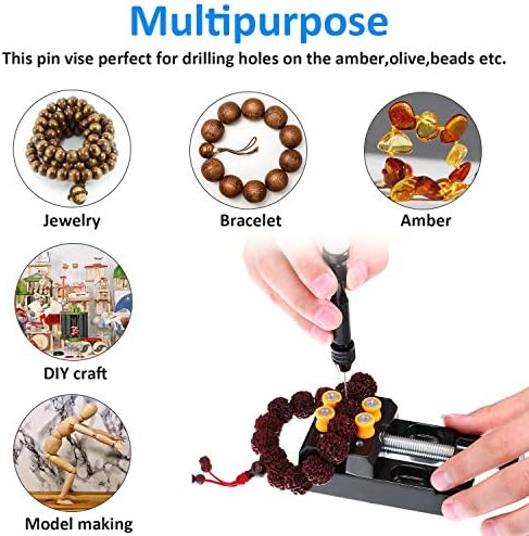 37 Pieces Hand Drill Set, Include Pin Vise Hand Drill with Mini Drills, Twist Drills and Bench Vice for Craft Carving DIY (0.1-1 mm PCB Drill)