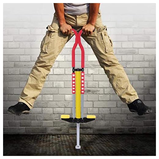 OKBOP Bounce Pogo Sticks Stilts for Kids Age 5 and up, 55 to 132 Lbs, Adults Springs Doll Jump Outdoor Balance Sports Trainer Equipment, Pro Sport Edition Pogo Stick with Soft Safe Hand Grips (Yellow)