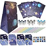 BS BERTSON Set 15 Sobres Regalo de cumpleaños niños colegio, lápices, gomas de borrar y libreta pequeña, caja regalo con diseños de astronautas y planetas, regalos originales para niños de 4 a 9 años