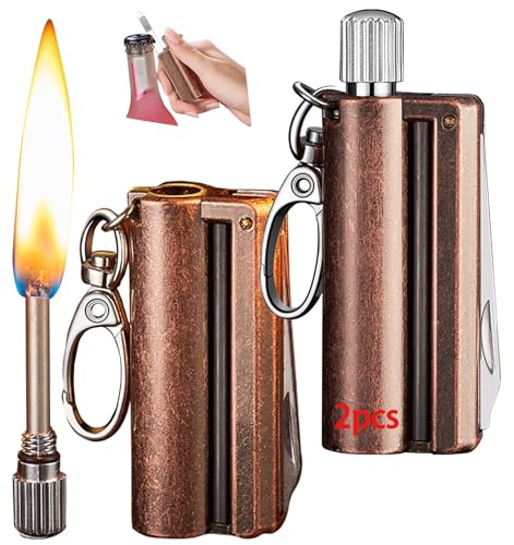2 cerillas permanentes - Encendedor de pedernal Reutilizable for Camping y Supervivencia | Encendedor de Emergencia con Varilla de ferrocerio y percutor(A)
