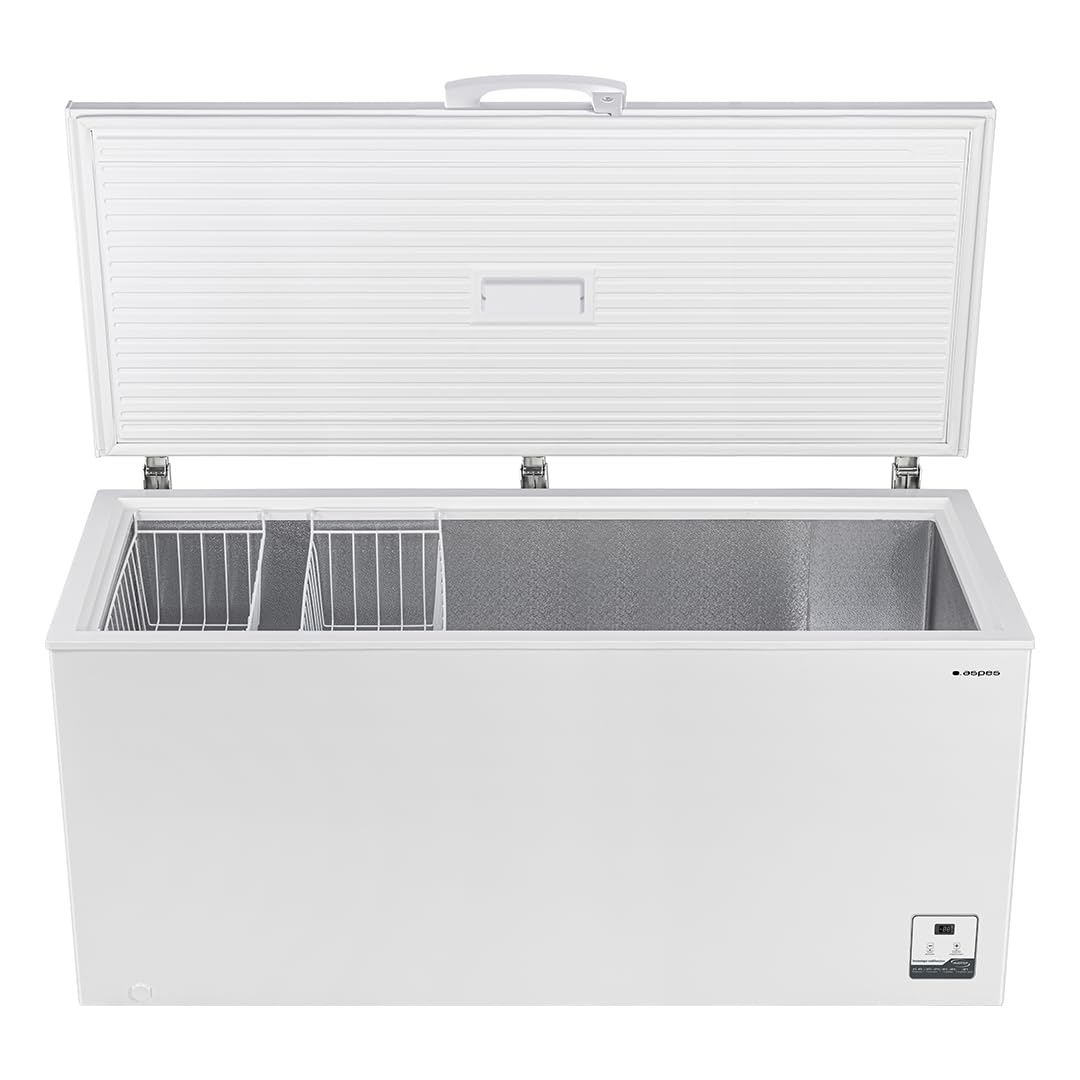 Aspes Congelador Horizontal Blanco ACHH5002EDC. Capacidad 500 Litros, Dual Cooling, 4 Star, Modo Super Congelación, Tecnología Digital, Puerta Abatible, 1 Cesta, Bajo nivel Sonoro, Clase E
