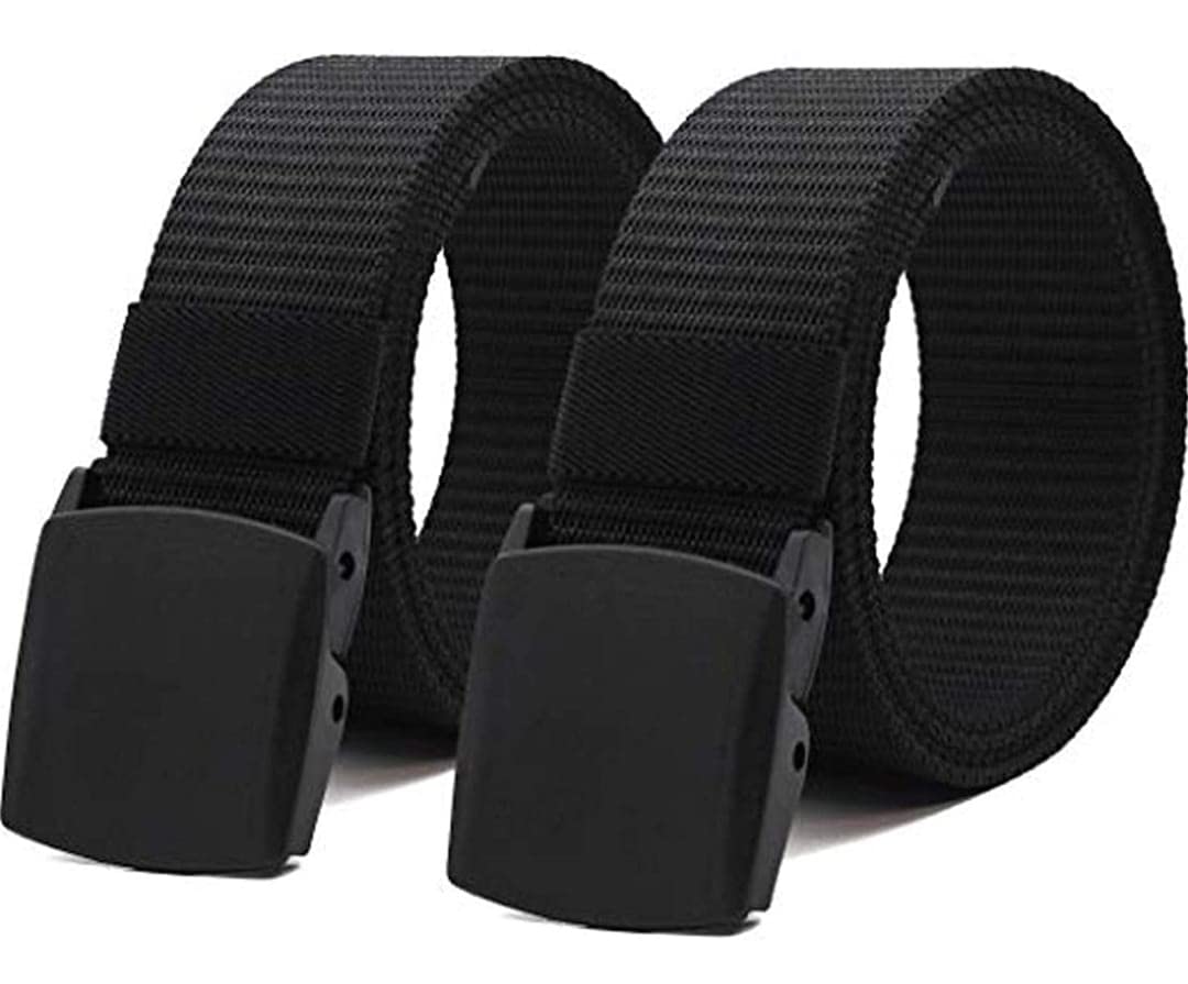 Nylon Belt, nylon fabric belt, unisex nylon belt, Hole free plastic flap buckle Canvas Waist Belt (pack of 2)