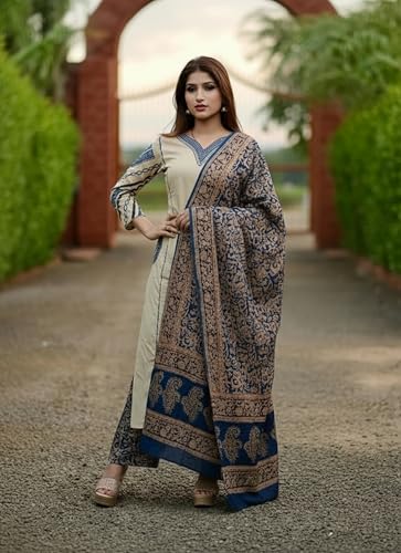 Image of ANNI Designer Women's Rayon Viscose Straight Kurta Set with Palazzo and Dupatta | Stylish Long Kurti Dress for Festive, Party, and Ethnic Wear