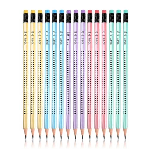 HRLORK 15 PCS HB Pencils with Eraser 5 colors Pencils for Drawing Sketching Writing office Home-Style 01