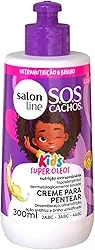 Salon Line, Creme de Pentear, SOS Cachos Kids, Nutrição em Ação, Vegano - Para Cabelos Ondulados, Cacheados e Crespos, 300 ml