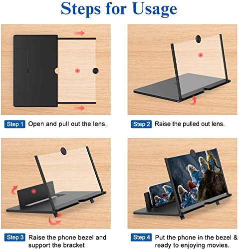 18Inch Screen Magnifier For Cell Phone -3D Hd Magnifying Projector Screen Enlarger For Movies, Videos And Gaming – Foldable Phone Stand With Screen Amplifier–Compatible With All Smartphones (Black) #TOP3