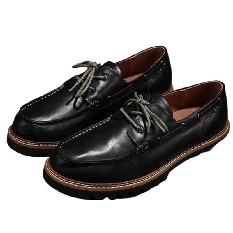 Men's Casual Dress Shoes Men's Leather Platform Formal Derby Shoes for Business Dinners(Black,6)