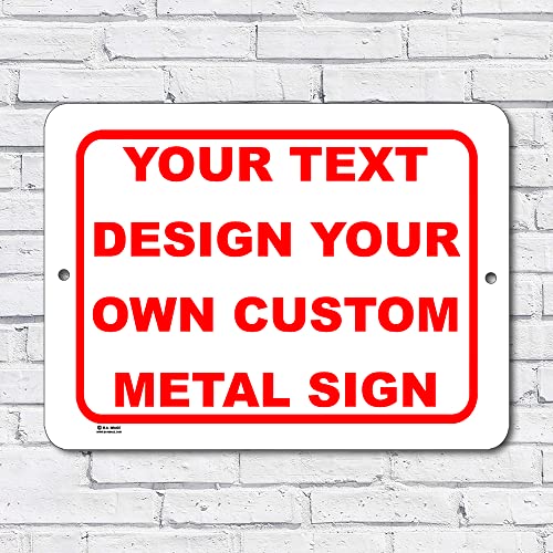 Personalized custom White 007 Aluminum Metal Sign With Your Name! (9x12 White w/Red, Horizontal)