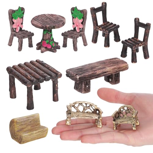 Meubles de jardin miniatures pour maison de poupée et accessoires de jardin féérique