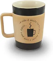 Ceraflame Caneca de Cerâmica Coffee To Go ''Vida Curta'', 150ml, Creme