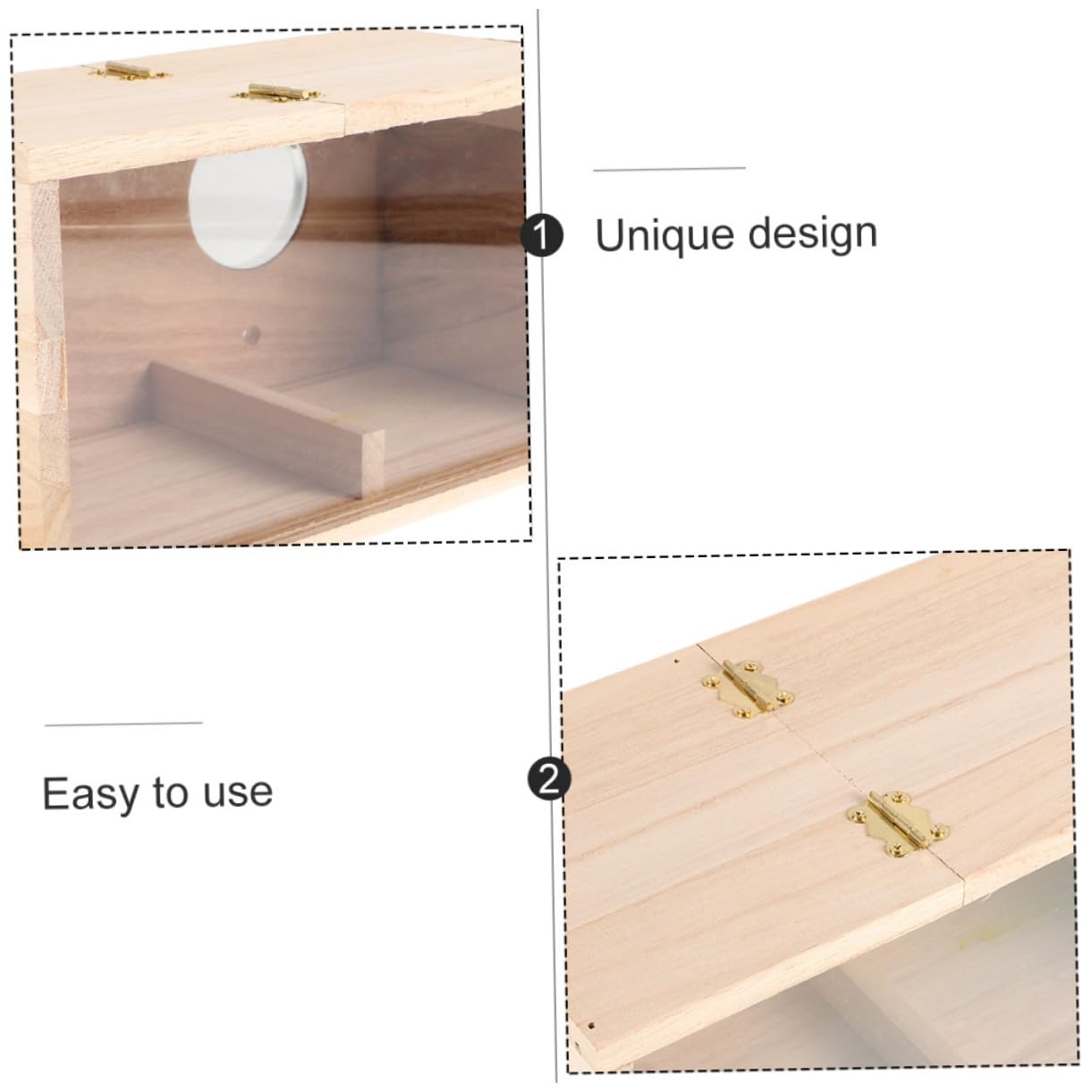 WOONEKY Caja Nido para Pájaros de Madera y Acrílico Transparente Resistente la Intemperie para Cría de Periquitos Ninfas Agapornis y Aves Pequeñas Fácil de Instalar y Limpiar