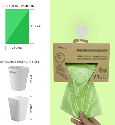 Miniatura 6 de Bolsas de basura de 13 galones de alto para cocina, 30 unidades sin perfume, bolsas de basura medianas de 50 litros para baño, hogar, dormitorio,