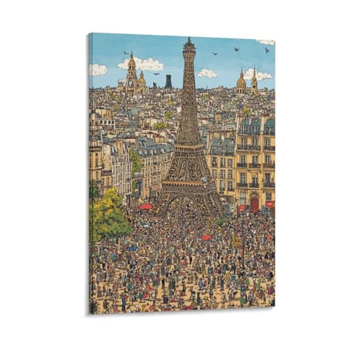 Tour Eiffel Murale Décoration Peintures sur Toile pour Chambre et Couloir