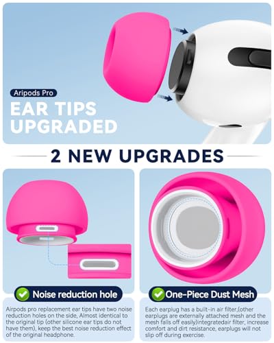 Image of 4 Pairs Replacement Ear Tips for AirPods Pro 2nd /1st (Rose red)