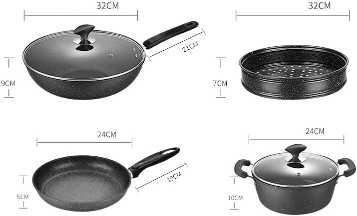 Easy to clean Medical Stone Cookware Set Thick Bottom Induction Cooktop Compatible Non Stick Kitchen