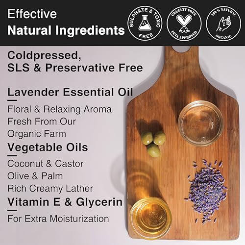 Image of Soulflower Lavender Handmade Soap Bar - Cold-Processed, 100% Natural & Vegan | Calms, Hydrates & Balances Skin | Pure Lavender Essential Oil + Coconut, Olive & Castor Oils | 150 g