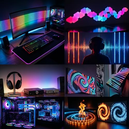 Image of Gleons WS2812B Dream Color LED Strip 5M, Individually Addressable RGB Pixel LED Light Strip, 60 LED /m 5V ARGB Flexible LED Tape with Black PCB for Gaming Room, PC, DIY Decoration