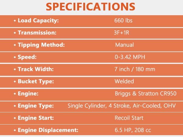 Barra oruga a gasolina 660 lbs con motor 6.5HP y caja 3F+1R miniatura 9