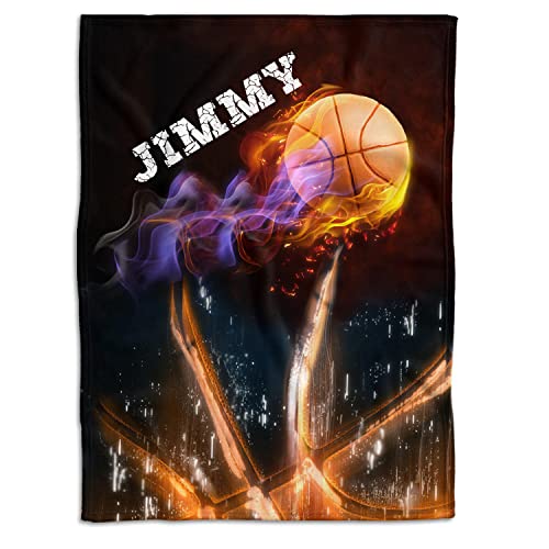 Personalized Basketball Fleece Blanket for Newborn - Custom Baby Name Nursery Blanket -...
