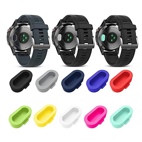 Miimall [10 Pack Multi-Colors] Compatible Garmin Fenix 5/5S/5X Plus/5S PLUS/5X Plus/6 / 6S / 6X Charger Port Protector, Silicone Anti Dust Plugs Charger Port Protector for Garmin Vivoactive 3/3 Music