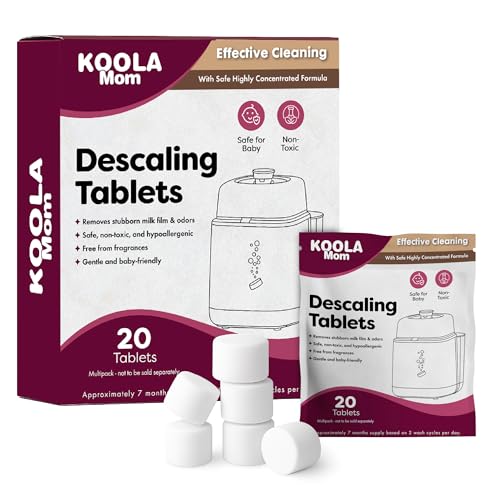 Descaling Tablets for Bottle Washer & Warmers - Descaler for Milk & Limescale Removal - Compatible with Momcozy, Baby Brezza & GROWNSY 20 Count
