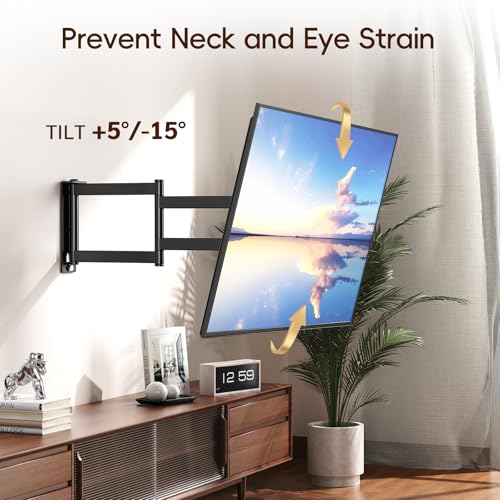 Image of Long Arm TV Wall Mount for 26-65 Inch TVs, Full Motion Swivel Corner Wall Mount Bracket, Long Extension 36.2 inch Max,Swivel and Tilt, Max VESA 400x400mm, Holds 77 lbs
