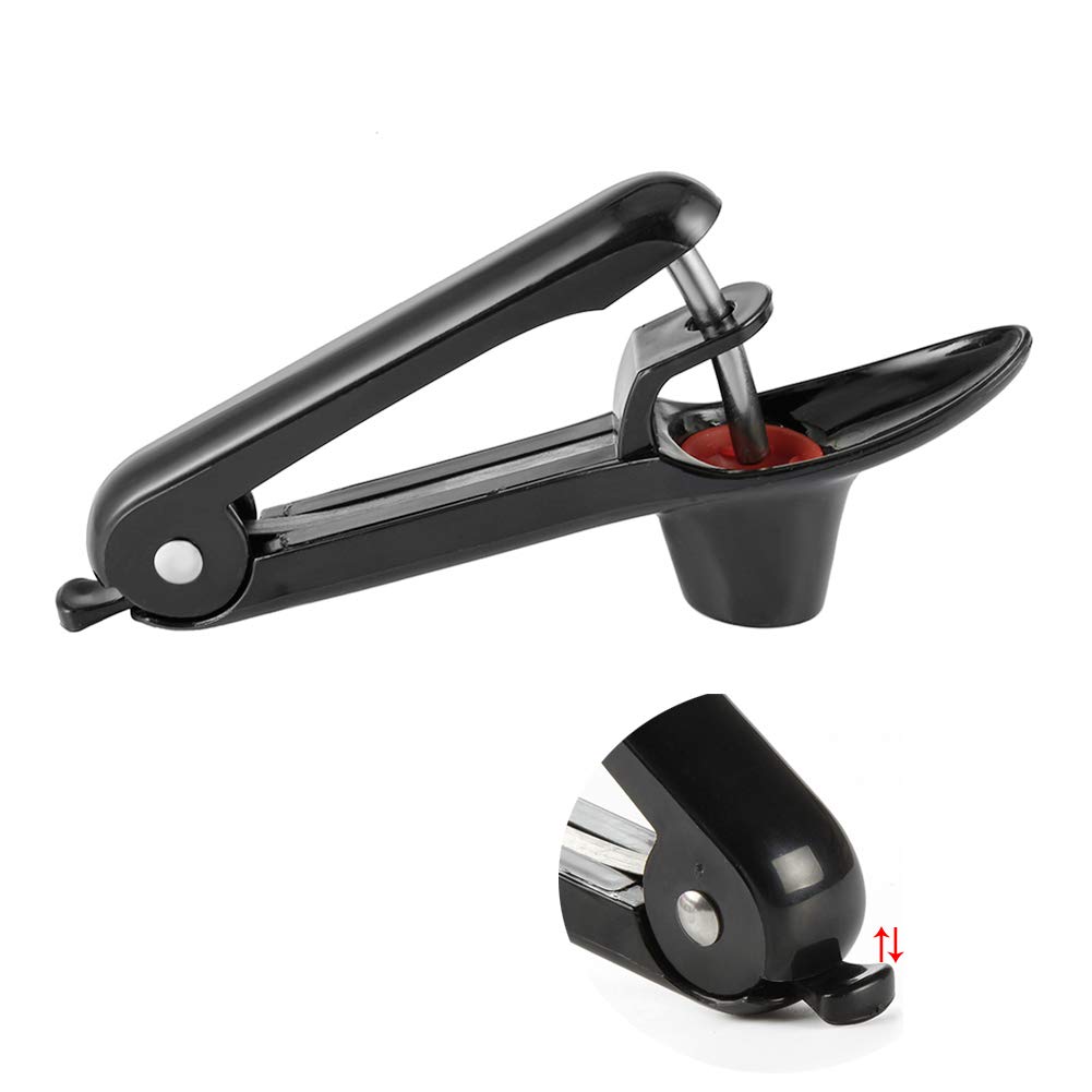 Songer Black Cherry Pitter Or Stoner, Olive Pitter Remover, Cherry Core Or Seed Remover With Good Grips Handle & Food Grade Silicone Cup (Black)