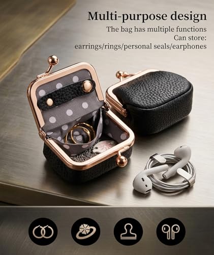 Image of Ring Box Organizer, Portable Mini Jewellery Storage Box with Secure Lock, Travel Jewelry Case for Earrings and Necklaces, Elegant Black PU Jewelry Organizer Box