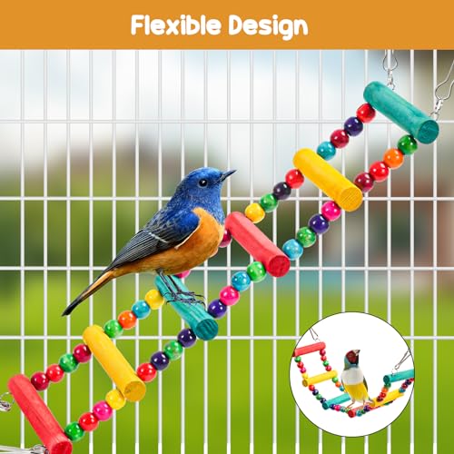 Avont Bird Swing Set Toys Parakeet Parrot Conure Cockatiel Cage Perches Playground Accessories -12PCS