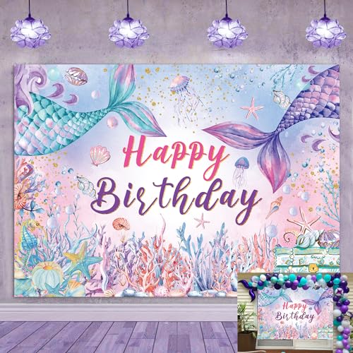 Telón de Fondo de Sirena con Cola de Coral Fondo Biológico Marino Para Niños y Niñas...