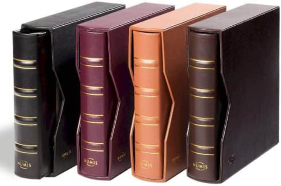 Leuchtturm311809 Numis Ring Binder - Leather Folder in Classic Leather Design - incl. Protective Box - Brown