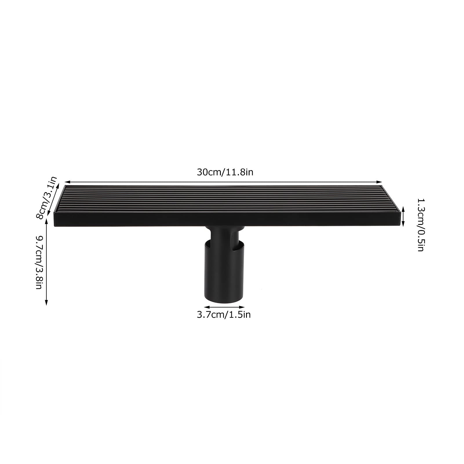 Desagüe Lineal para Ducha con Tapa extraíble, desagüe de Piso para baño en Acero Inoxidable 304 Color Negro Mate, desagüe Lineal Moderno de 30 cm para Cuarto de Ducha con Filtro